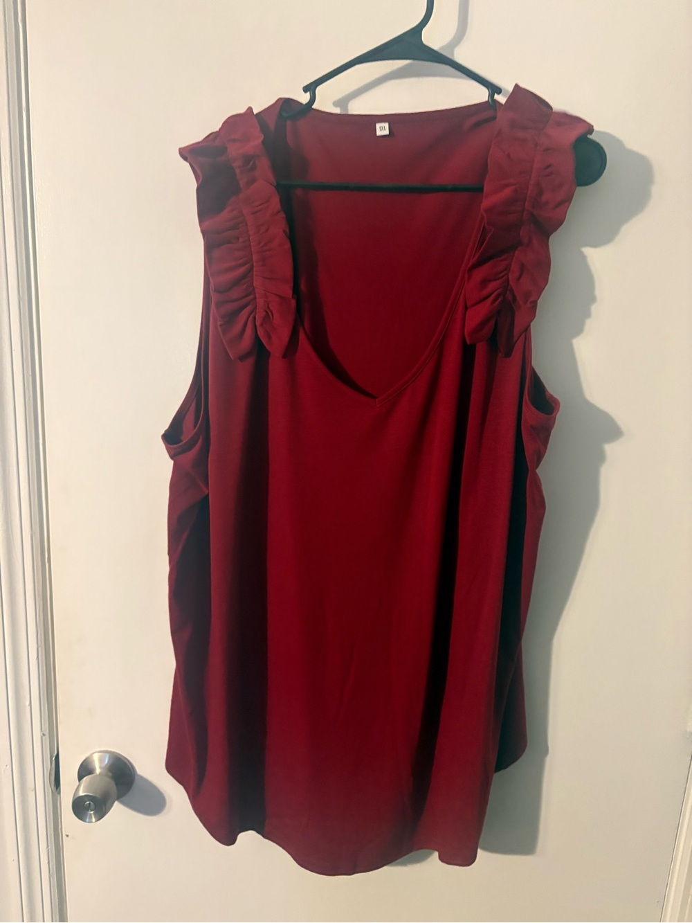 Women’s 5x Ruffle Sleeve Tank Top - Deep Red